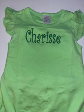 Load image into Gallery viewer, Customized Baby to Toddler Embroidered Ruffle Bottom Romper