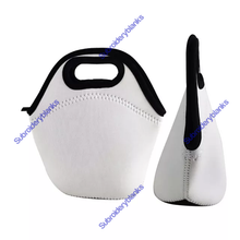 Load image into Gallery viewer, Blank Lunch Bag for Sublimation with White front / White back, black trim Handle
